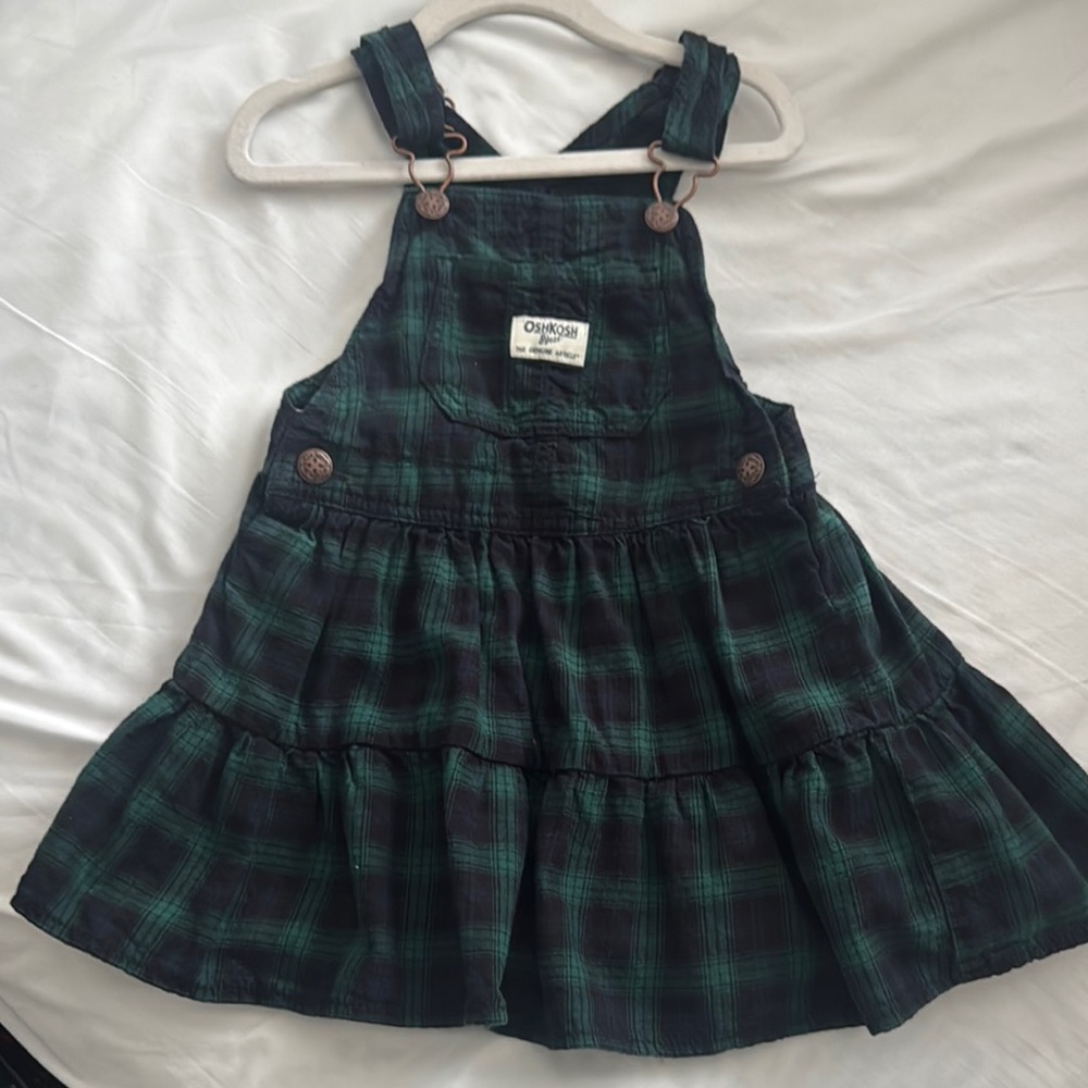 OshKosh B'gosh Green Plaid Kids Overall Skirt